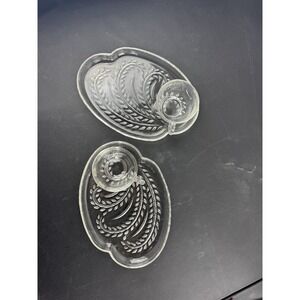 Vintage Federal Glass ~ Homestead Wheat Pattern Snack Plate w/ Cup set of 2